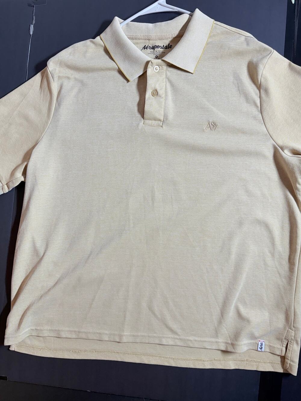 Aeropostale Men’s 2XL Beige Textured Polo – Casual Cotton Blend Shirt
